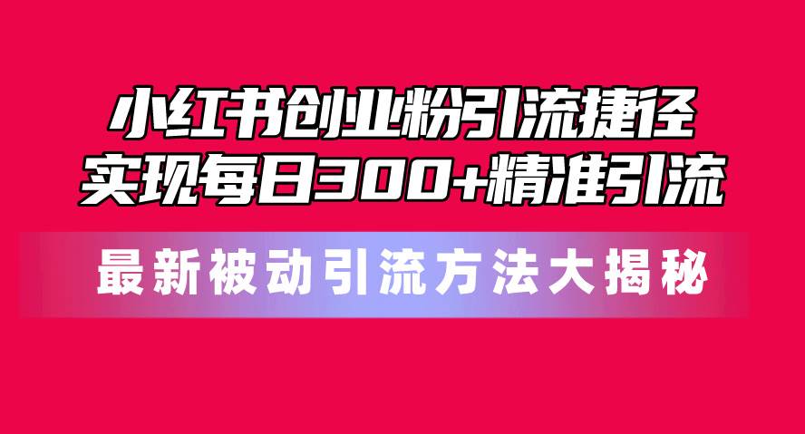 小红书创业粉引流捷径！最新被动引流方法大揭秘，实现每日300+精准引流-云商网创