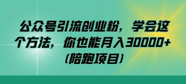 公众号引流创业粉，学会这个方法，你也能月入30000+ (陪跑项目)-云商网创