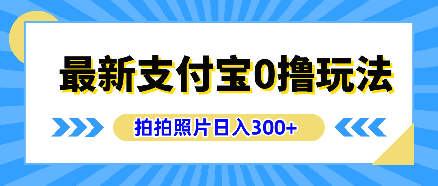 最新支付宝0撸玩法，拍照轻松赚收益，日入300+有手机就能做-云商网创