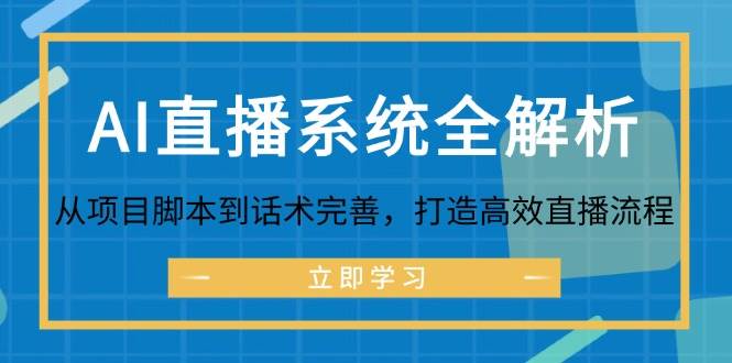 （12509期）AI直播系统全解析：从项目脚本到话术完善，打造高效直播流程-云商网创