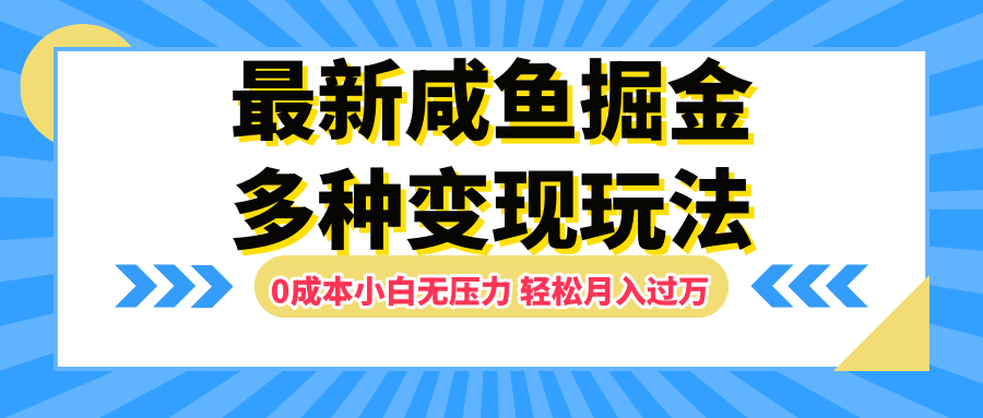 最新咸鱼掘金玩法，更新玩法，0成本小白无压力，多种变现轻松月入过万-云商网创