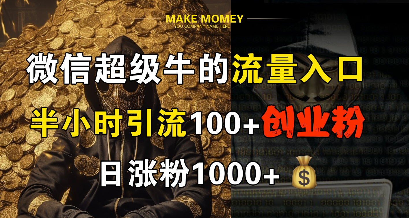 微信超级牛的流量入口，半小时引流100+创业粉，日涨粉1000+-云商网创