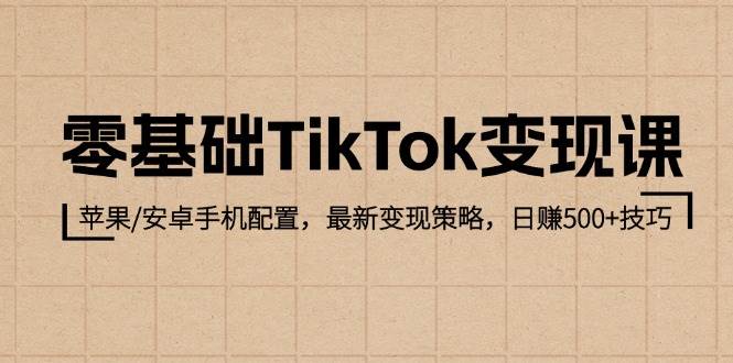 （12723期）零基础TikTok变现课：苹果/安卓手机配置，最新变现策略，日赚500+技巧-云商网创