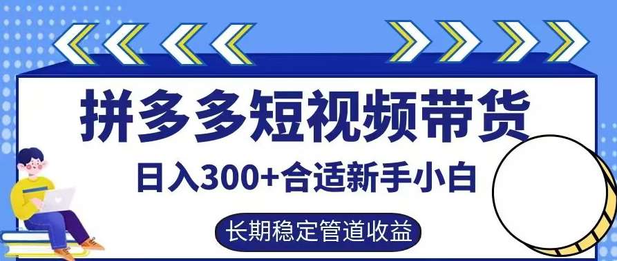 拼多多短视频带货日入300+有长期稳定被动收益，合适新手小白【揭秘】-云商网创