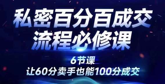 私密百分百成交流程线上训练营，绝对成交，让60分卖手也能100分成交-云商网创