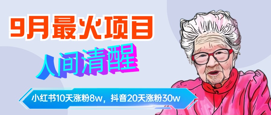 9月最火项目，人间清醒柒奶奶，10天小红薯涨粉8w+，单篇笔记报价1400.-云商网创