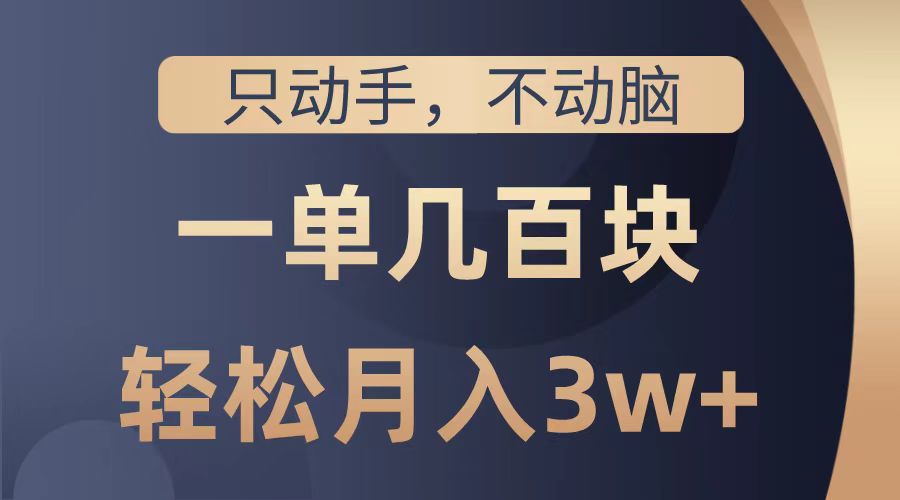 只动手不动脑，一单几百块，轻松月入2w+，看完就能直接操作，详细教程-云商网创