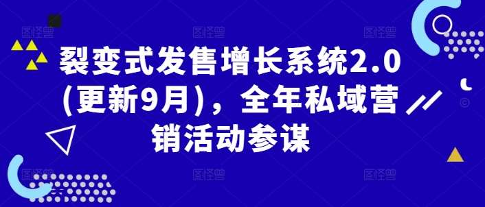 裂变式发售增长系统2.0(更新9月)，全年私域营销活动参谋-云商网创