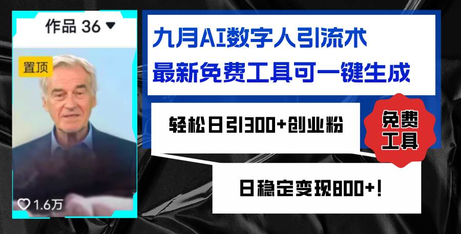 （12653期）九月AI数字人引流术，最新免费工具可一键生成，轻松日引300+创业粉变现…-云商网创