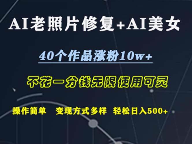 （12489期）AI老照片修复+AI美女玩发  40个作品涨粉10w+  不花一分钱使用可灵  操…-云商网创