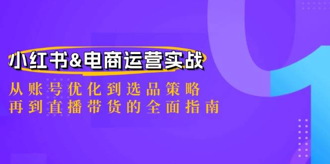 小红书&电商运营实战：从账号优化到选品策略，再到直播带货的全面指南-云商网创
