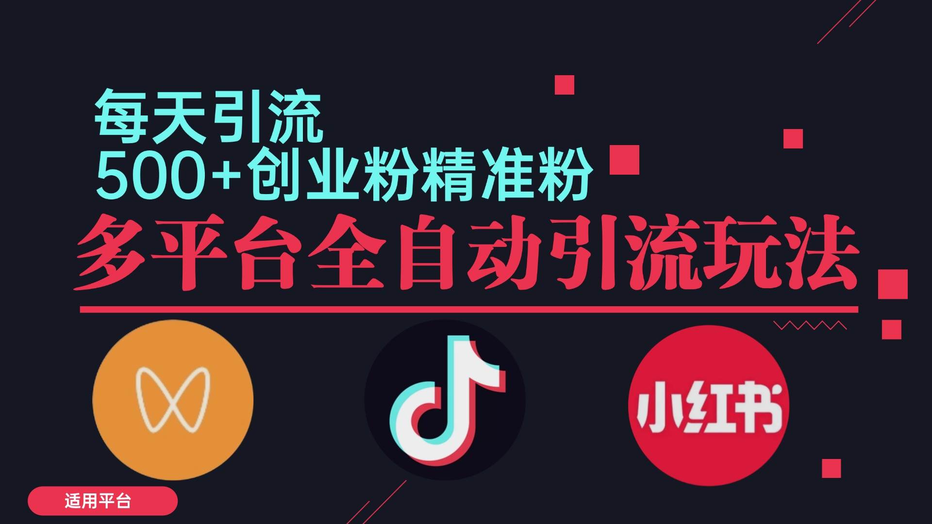 （12765期）小红书抖音视频号截流自热全平台引流打法，全自动引流【日引2000+精准…-云商网创