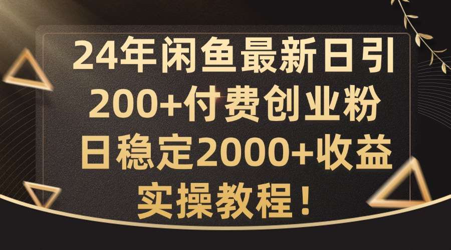 24年闲鱼最新日引200+付费创业粉日稳2000+收益，实操教程【揭秘】-云商网创