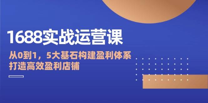 （12482期）1688实战运营课：从0到1，5大基石构建盈利体系，打造高效盈利店铺-云商网创