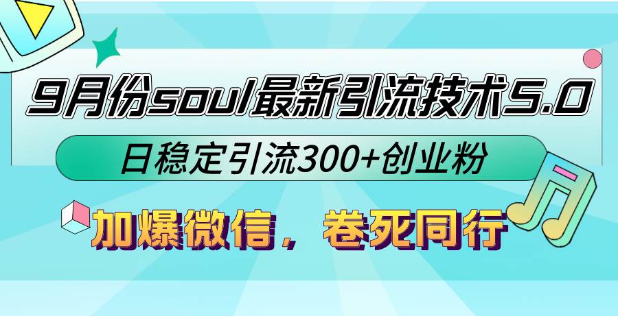 （12772期）9月份soul最新引流技术5.0，日稳定引流300+创业粉，加爆微信，卷死同行-云商网创
