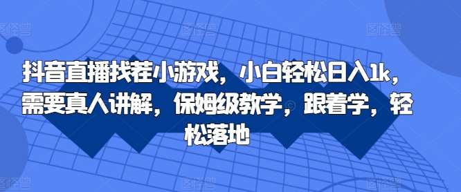 抖音直播找茬小游戏，小白轻松日入1k，需要真人讲解，保姆级教学，跟着学，轻松落地【揭秘】-云商网创