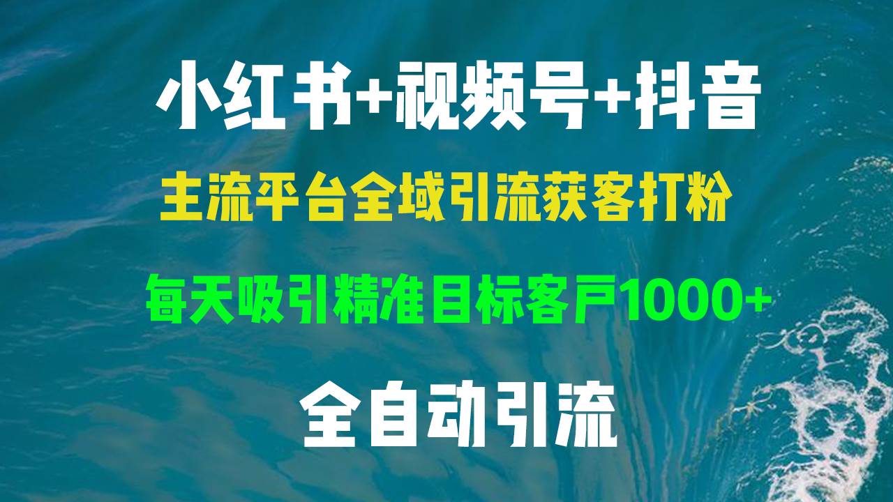 （13104期）小红书，视频号，抖音主流平台全域引流获客打粉，每天吸引精准目标客户…-云商网创
