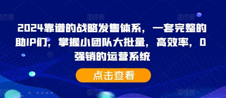 2024靠谱的战略发售体系，一套完整的助IP们，掌握小团队大批量，高效率，0 强销的运营系统-云商网创