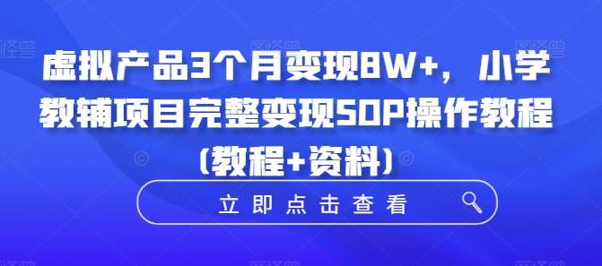 虚拟产品3个月变现8W+，小学教辅项目完整变现SOP操作教程(教程+资料)-云商网创