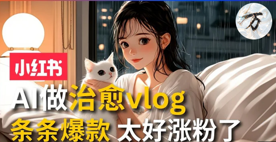 AI治愈系vlog动画视频，小红书7天 涨粉破千，商单报价1500+，0成本制作，日入2000+，有手就会 -云商网创