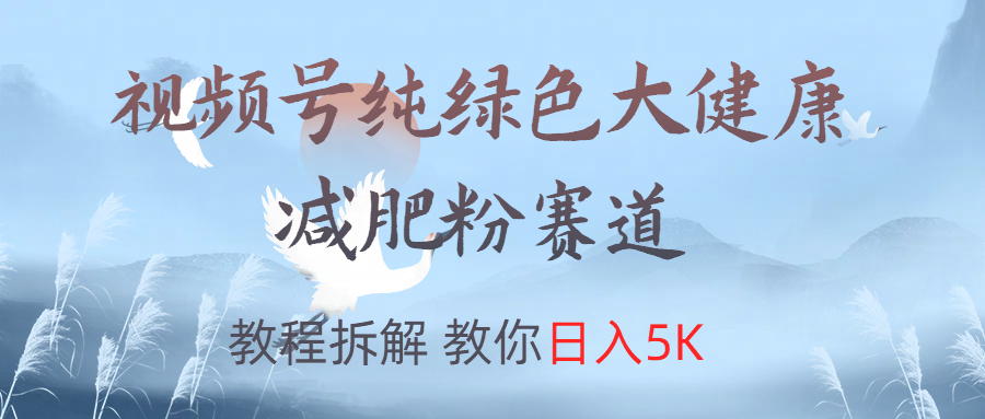 视频号纯绿色大健康粉赛道，教程拆解，教你日入5K-云商网创