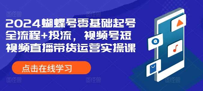2024蝴蝶号零基础起号全流程+投流，视频号短视频直播带货运营实操课-云商网创