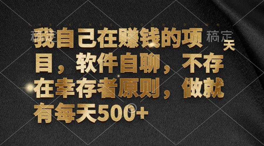 （12956期）我自己在赚钱的项目，软件自聊，不存在幸存者原则，做就有每天500+-云商网创