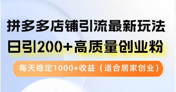 （12893期）拼多多店铺引流最新玩法，日引200+高质量创业粉，每天稳定1000+收益（…-云商网创