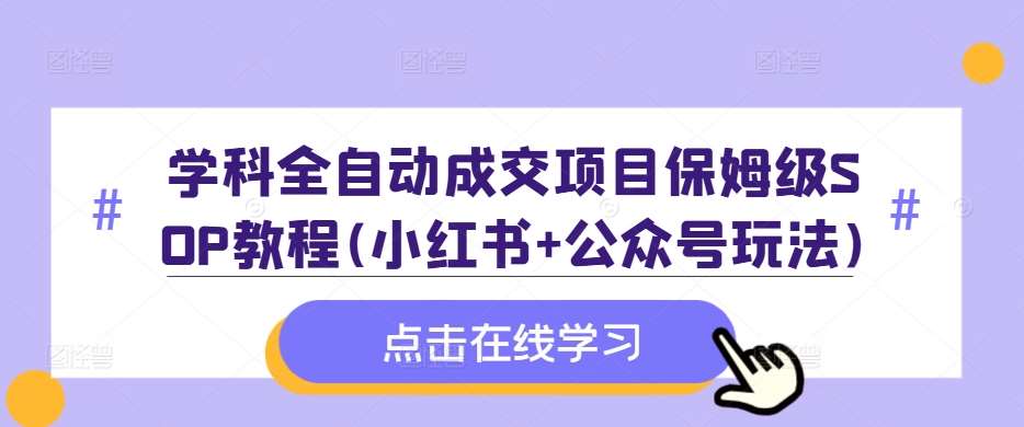 学科全自动成交项目保姆级SOP教程(小红书+公众号玩法)含资料-云商网创