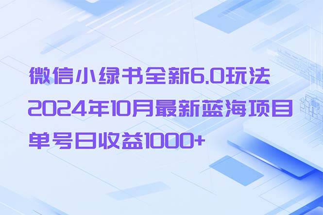 （13052期）微信小绿书全新6.0玩法，2024年10月最新蓝海项目，单号日收益1000+-云商网创