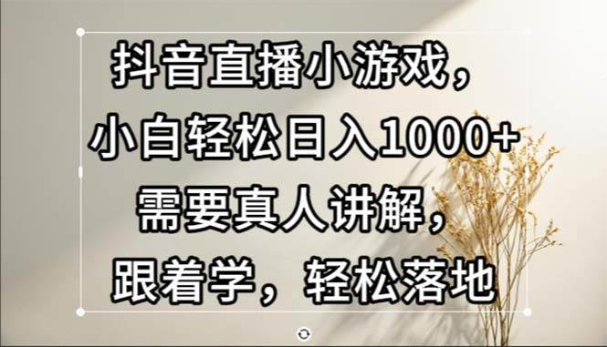（13075期）抖音直播小游戏，小白轻松日入1000+需要真人讲解，跟着学，轻松落地-云商网创