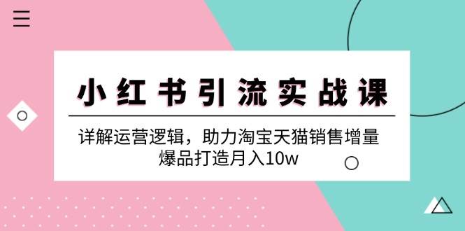 小红书引流实战课：详解运营逻辑，助力淘宝天猫销售增量，爆品打造月入10w-云商网创