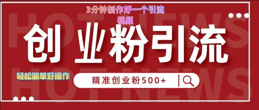 快手被动引流创业粉500+的玩法，3分钟制作好一个引流视频，轻松简单好操作【揭秘】-云商网创