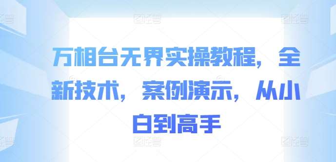 万相台无界实操教程，全新技术，案例演示，从小白到高手-云商网创