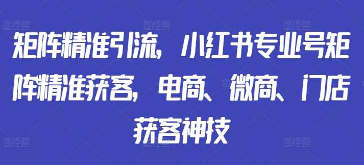 矩阵精准引流，小红书专业号矩阵精准获客，电商、微商、门店获客神技-云商网创