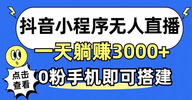 （12988期）抖音小程序无人直播，一天躺赚3000+，0粉手机可搭建，不违规不限流，小…-云商网创