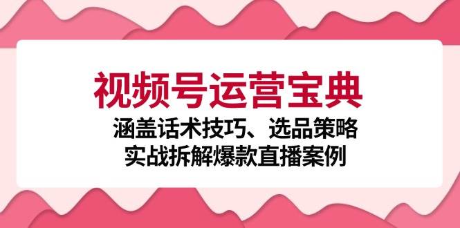 （12808期）视频号运营宝典：涵盖话术技巧、选品策略、实战拆解爆款直播案例-云商网创