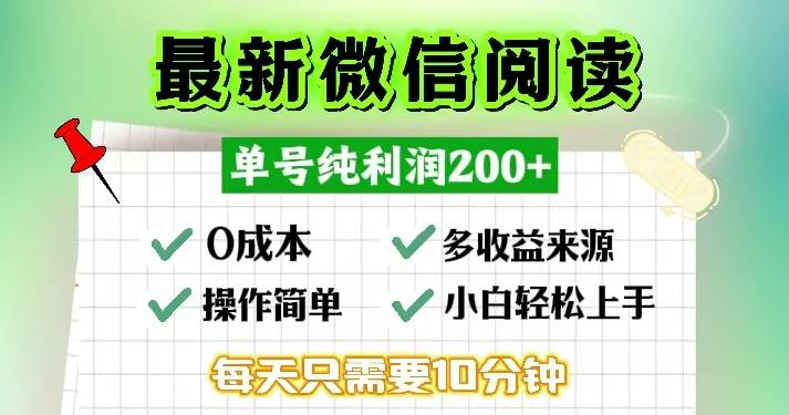 （13108期）微信阅读最新玩法，每天十分钟，单号一天200+，简单0零成本，当日提现-云商网创