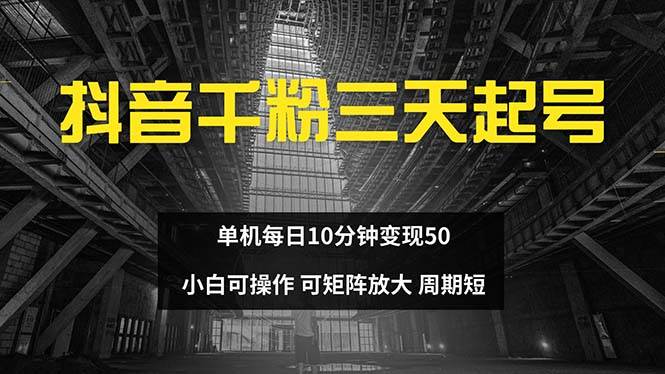 （13106期）抖音千粉计划三天起号 单机每日10分钟变现50 小白就可操作 可矩阵放大-云商网创