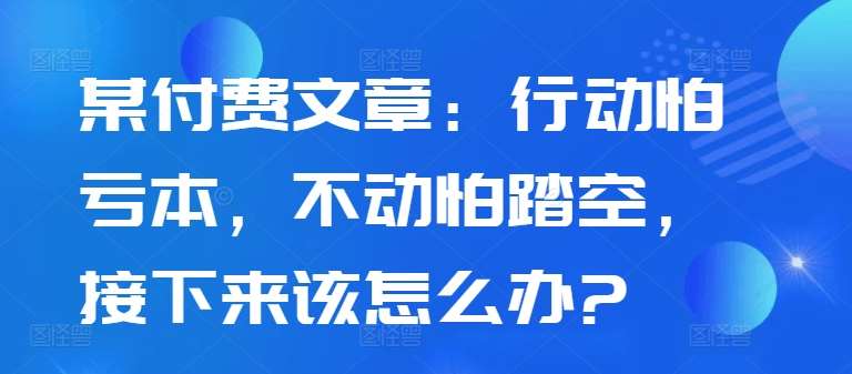 某付费文章：行动怕亏本，不动怕踏空，接下来该怎么办?-云商网创