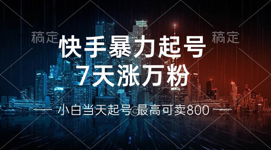 （13142期）快手暴力起号，7天涨万粉，小白当天起号 多种变现方式，账号回收，单月…-云商网创