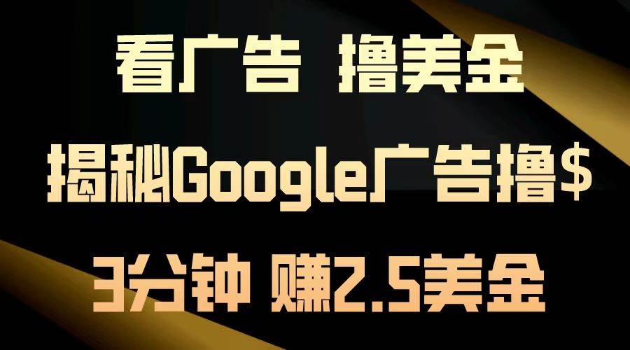 （13114期）看广告，撸美金！3分钟赚2.5美金！日入200美金不是梦！揭秘Google广告…-云商网创