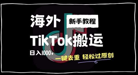 2024最新海外TikTok搬运玩法，一键去重轻松过原创，新手无经验也能日入1k【揭秘】-云商网创