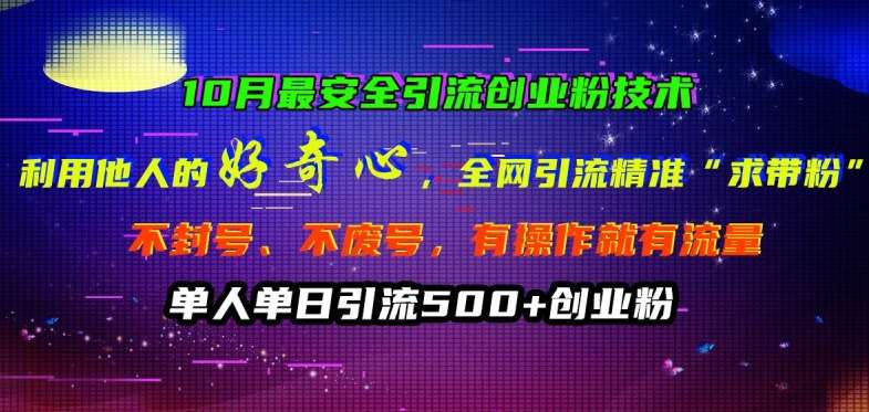 10月最安全引流创业粉技术，利用他人的好奇心全网引流精准“求带粉”不封号、不废号【揭秘】-云商网创