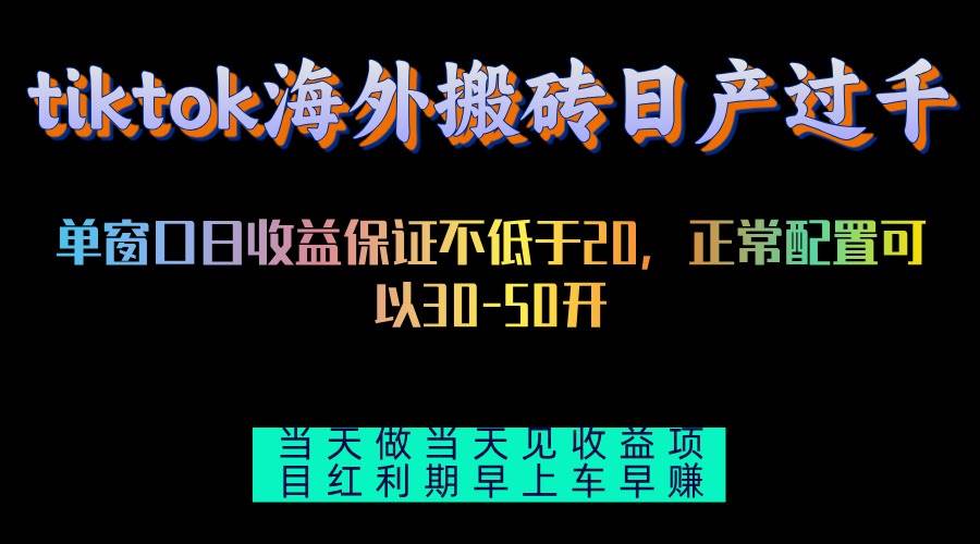 （13079期）tiktok海外搬砖项目单机日产过千当天做当天见收益-云商网创