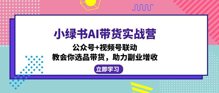 （12848期）小绿书AI带货实战营：公众号+视频号联动，教会你选品带货，助力副业增收-云商网创