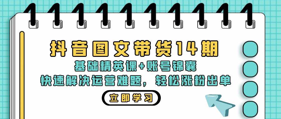 （13107期）抖音 图文带货14期：基础精英课+账号锦囊，快速解决运营难题 轻松涨粉出单-云商网创