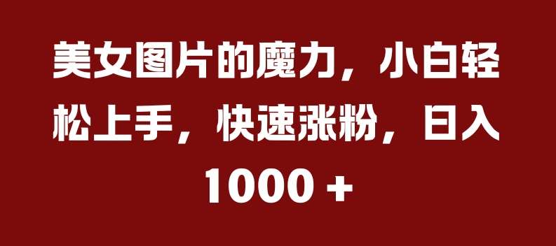 美女图片的魔力，小白轻松上手，快速涨粉，日入几张【揭秘】-云商网创