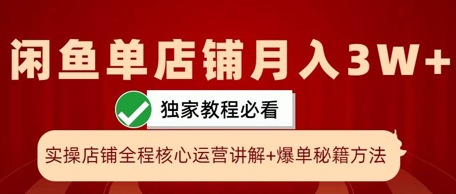 闲鱼单店铺月入3W+实操展示，爆单核心秘籍，一学就会-云商网创