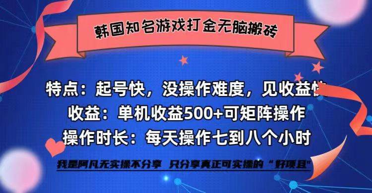 （12852期）韩国知名游戏打金无脑搬砖单机收益500+-云商网创